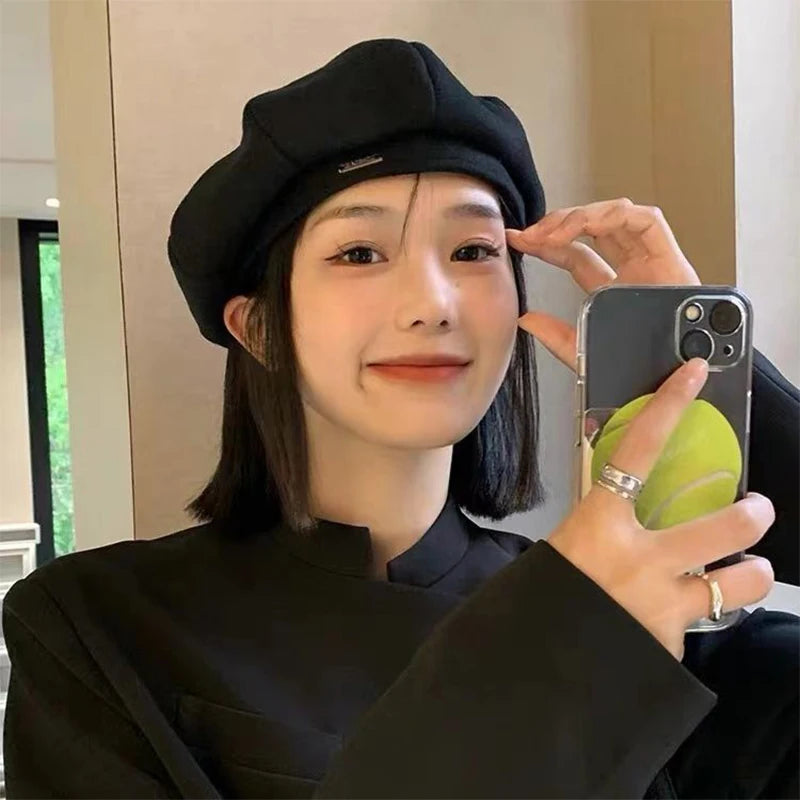 Solid Color Women Berets Korean Fashion Retro