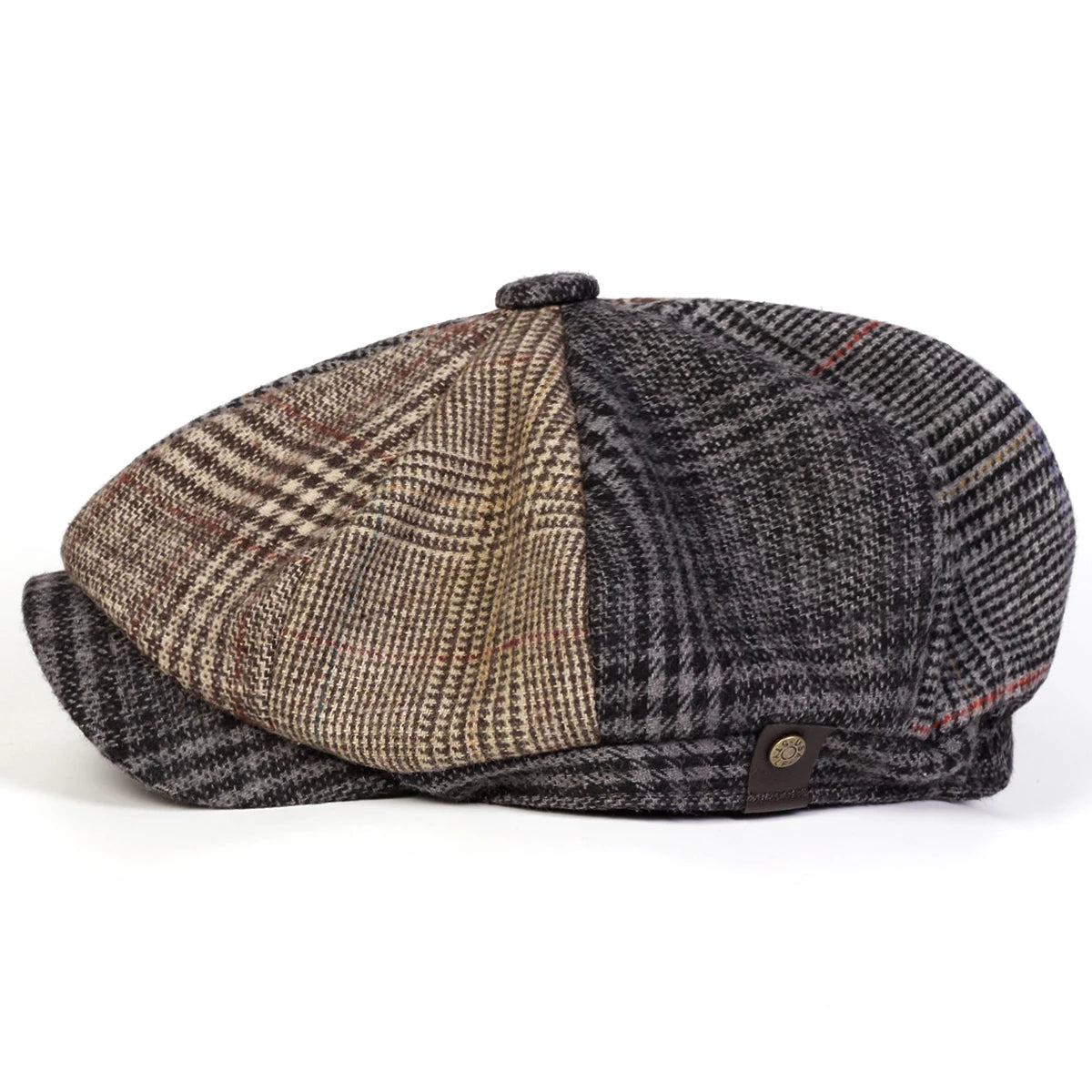 Unisex Retro Grid Stitching Newsboy Caps Men