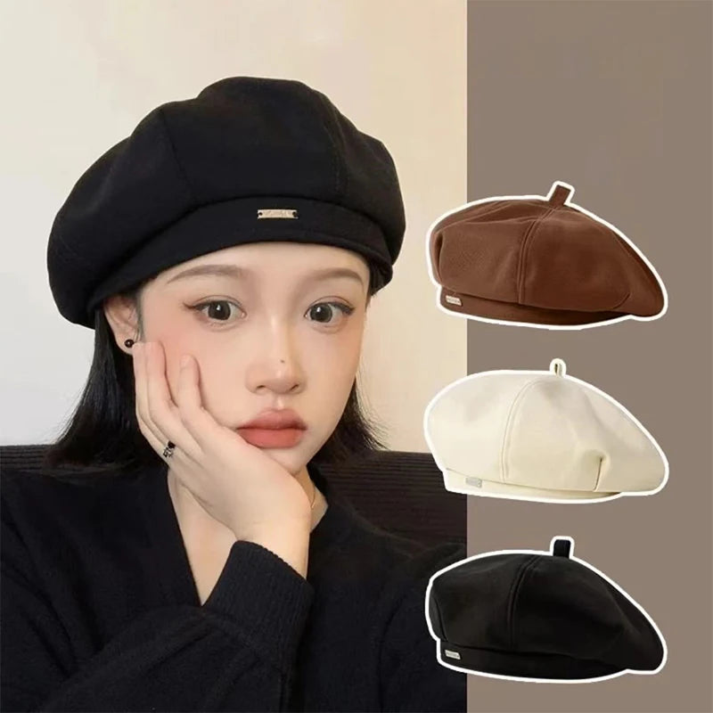 Solid Color Women Berets Korean Fashion Retro