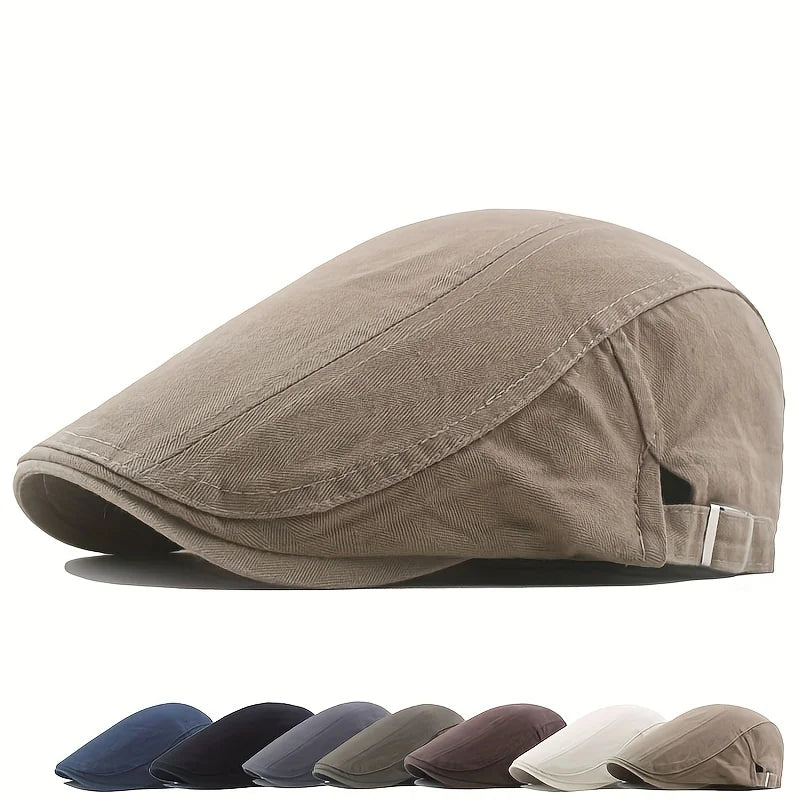 Men's Classic Cotton Newsboy Hat, Vintage Cabbie